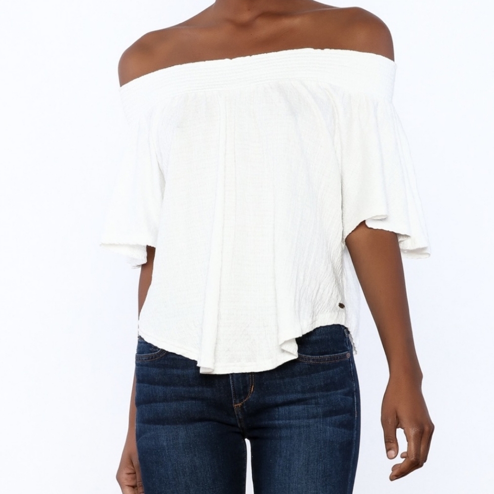 White Ruffled Off-Shoulder Blouse - Picture 2 of 2
